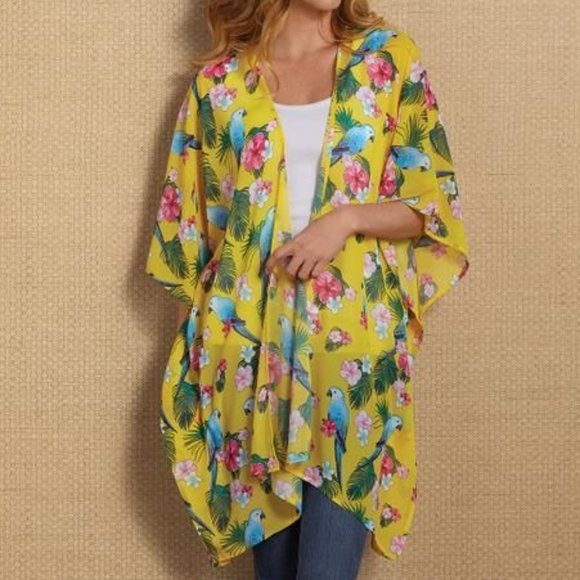 Soft Surroundings Tropical Open Front Topper Swim Cover-up NWT Beach Vacation - Picture 1 of 8